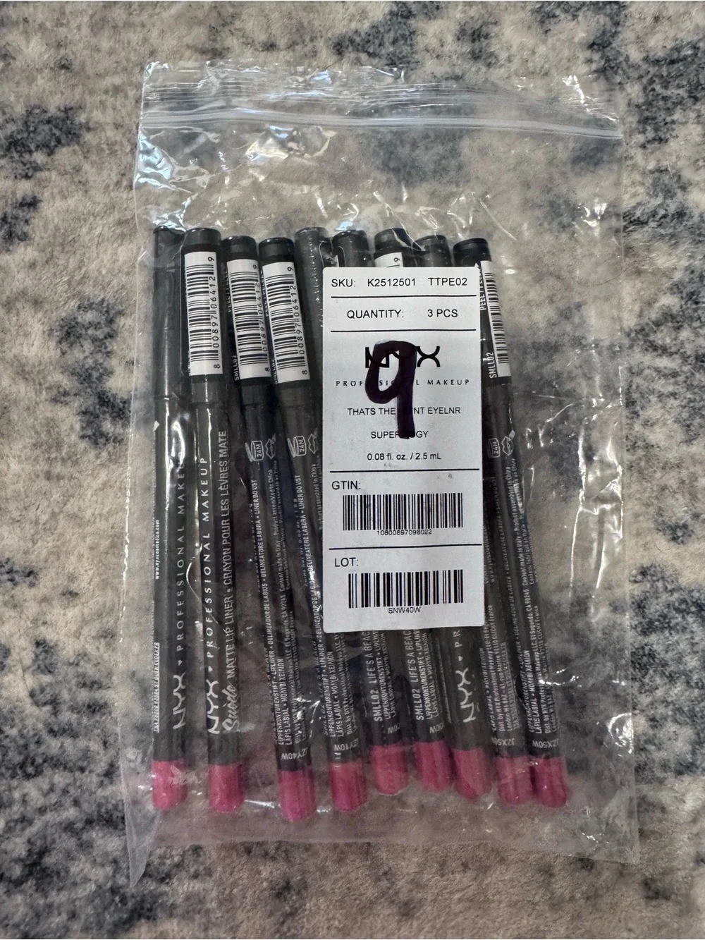 NYX Suede Matte Lip Liner SMLL02 life's a beach *NEW* (Lot Of 9) Pink